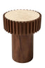 Babel Round Travertine and Mango Wood Side Table