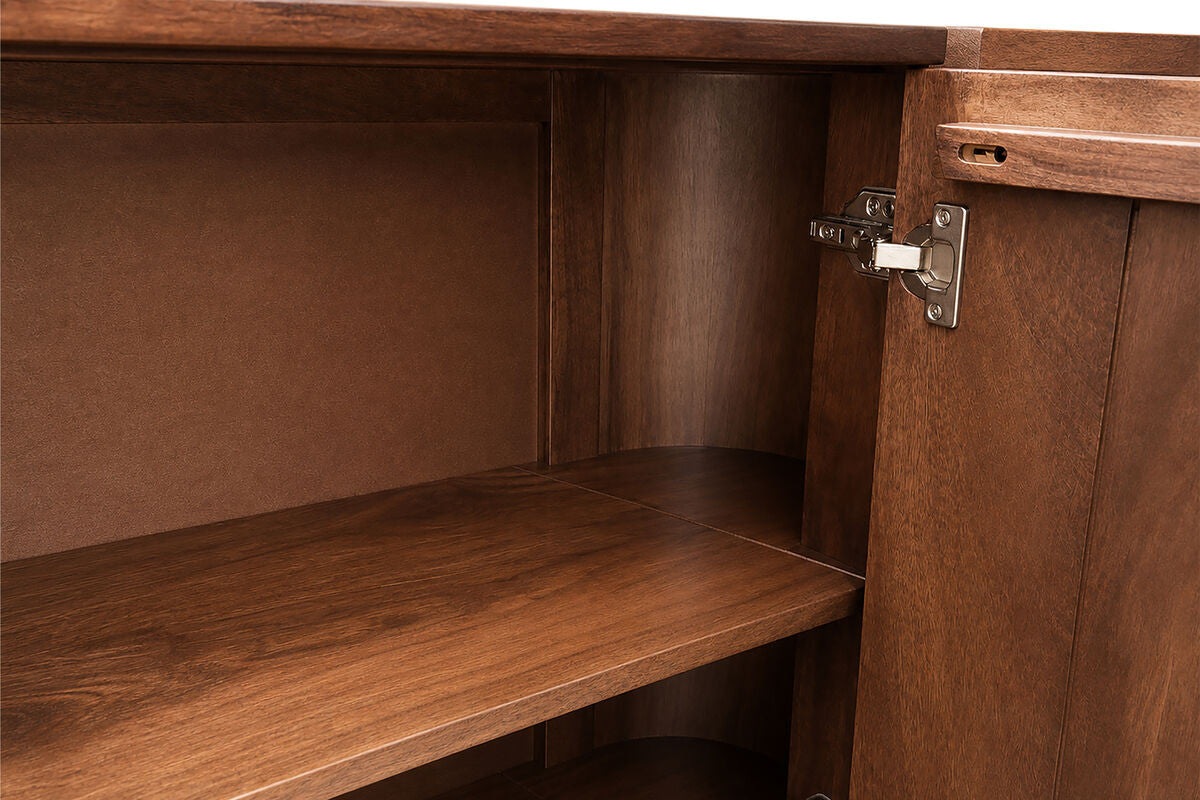 Babel Travertine and Mango Wood 2 Door Curved Sideboard