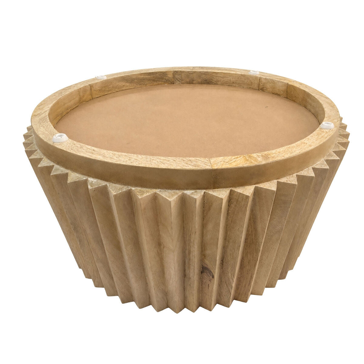 Barto Round Mango Wood Carved Ridged Coffee Table