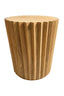 Barto Round Mango Wood Carved Ridged Side Table and Stool