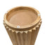 Barto Round Mango Wood Carved Ridged Side Table and Stool