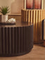Barto Round Black Mango Wood Carved Ridge Coffee Table