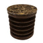 Barola Round Brown Marble and Mango Wood Carved Side Table