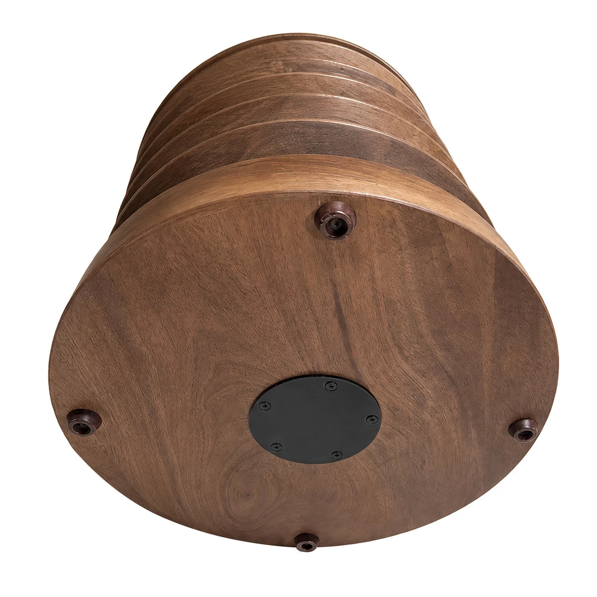 Barola Round Brown Marble and Mango Wood Carved Side Table