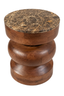 Barola Round Brown Marble and Mango Wood Carved Tiered Side Table