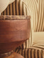 Barola Round Brown Marble and Mango Wood Carved Tiered Side Table