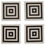 Donato Set of 4 Black and White Stripe Coasters with Holder