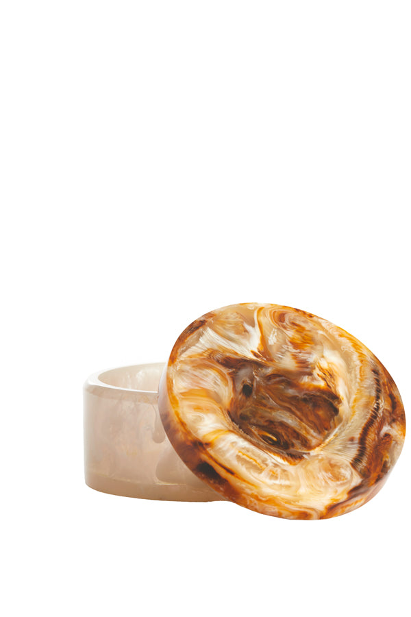 Deco box+lid 15x9,5 cm KELIMUTU cream+brown