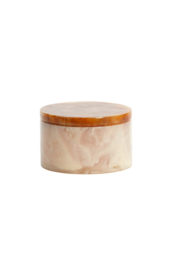 Deco box+lid 19x11,5 cm KELIMUTU cream+brown