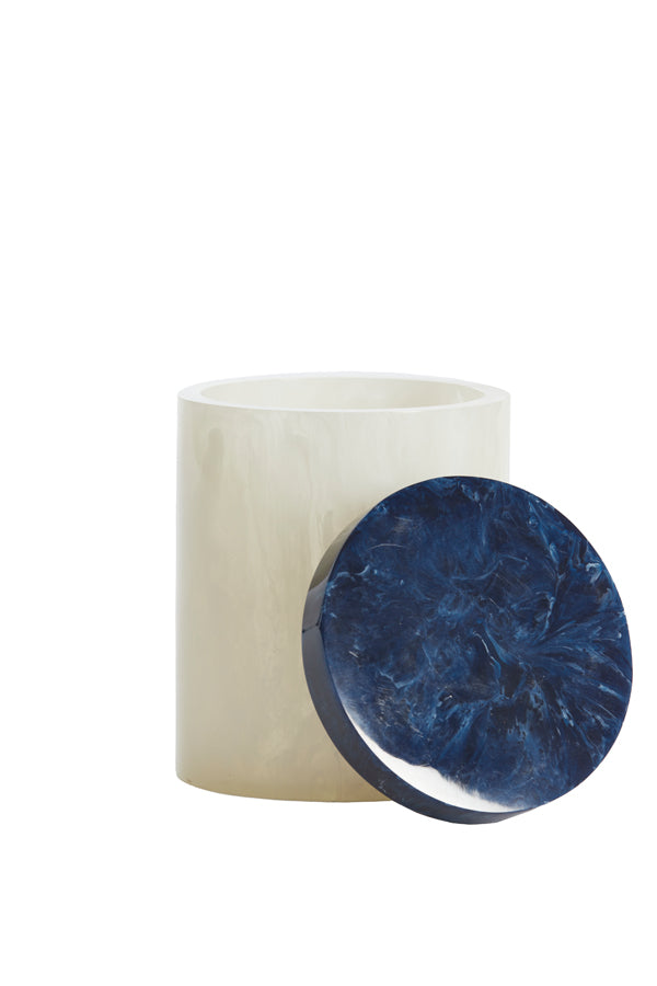 Deco box+lid 13x17 cm KELIMUTU white+blue