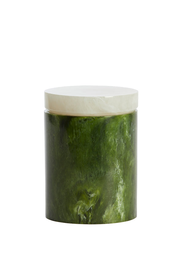 Deco box+lid 13x17 cm KELIMUTU green+white