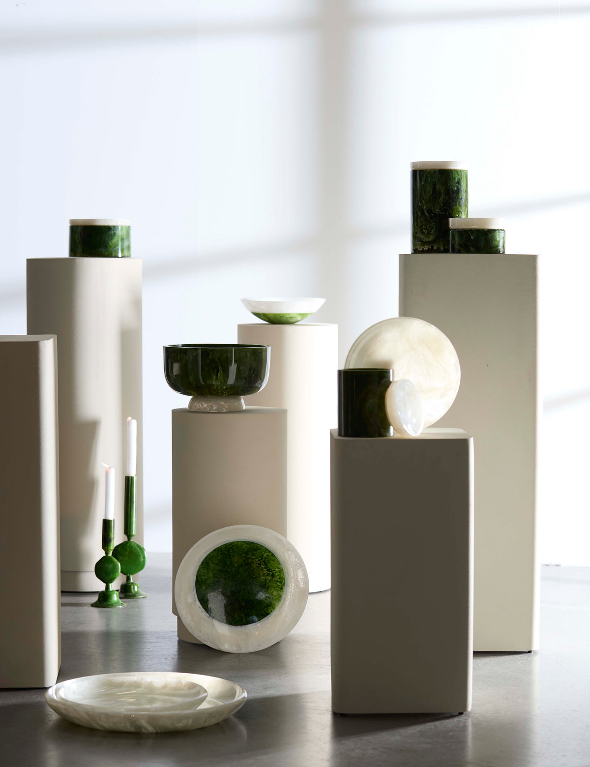 Deco box+lid 13x17 cm KELIMUTU green+white