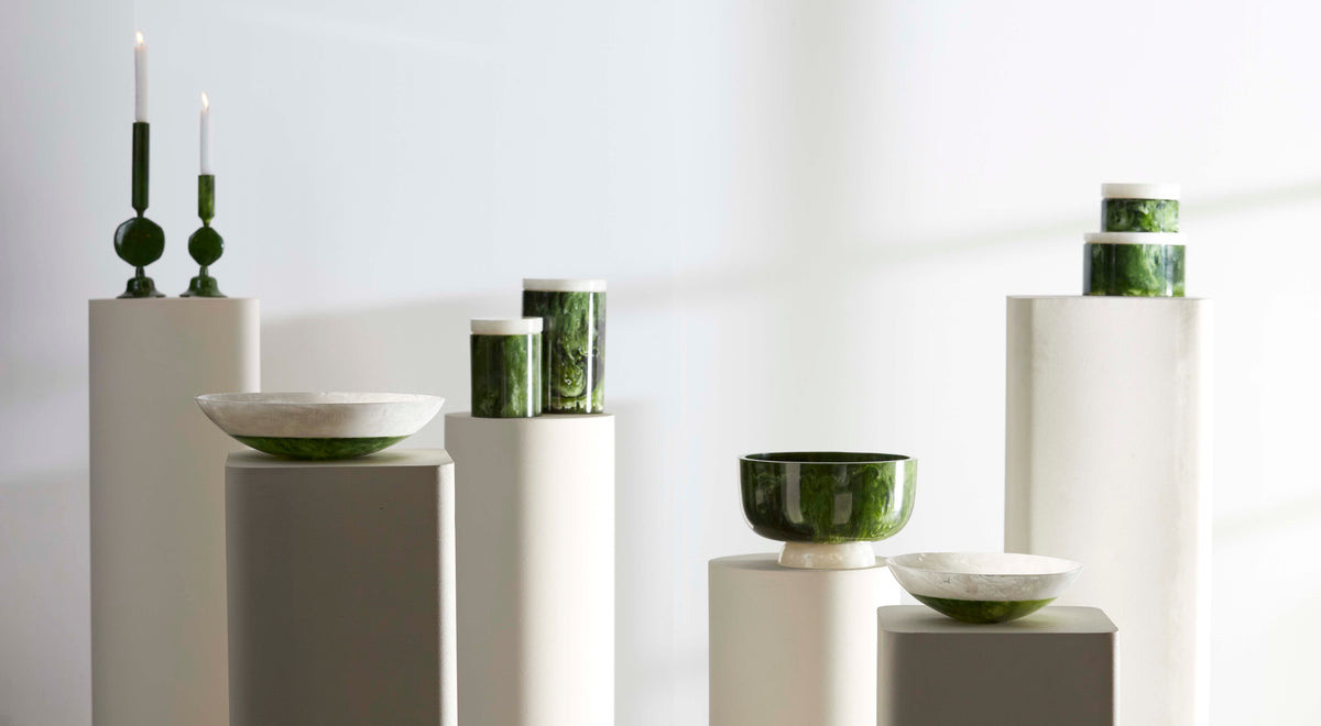 Deco box+lid 13x17 cm KELIMUTU green+white