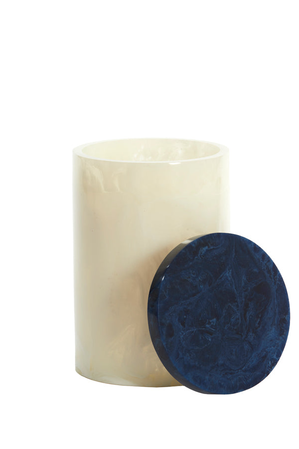 Deco box+lid 15x24 cm KELIMUTU white+blue