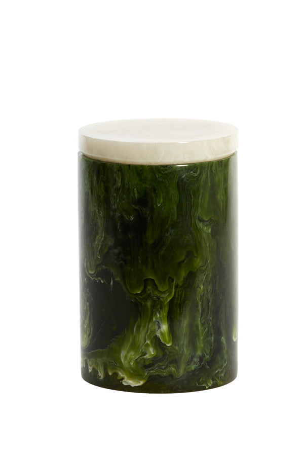 Deco box+lid 15x24 cm KELIMUTU green+white