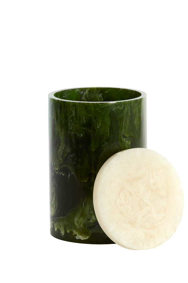 Deco box+lid 15x24 cm KELIMUTU green+white