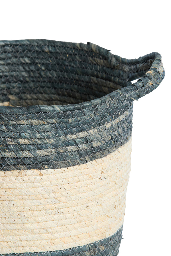 Basket S/3 30x30+35x35+40x40 cm KILKEE blue-crem