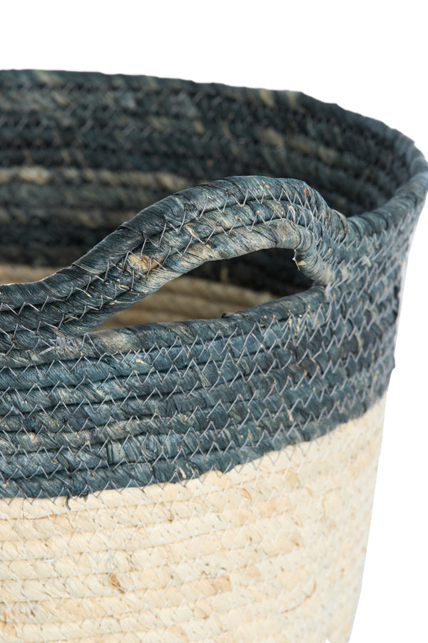 Basket S/3 30x30+35x35+40x40 cm KILKEE blue-crem