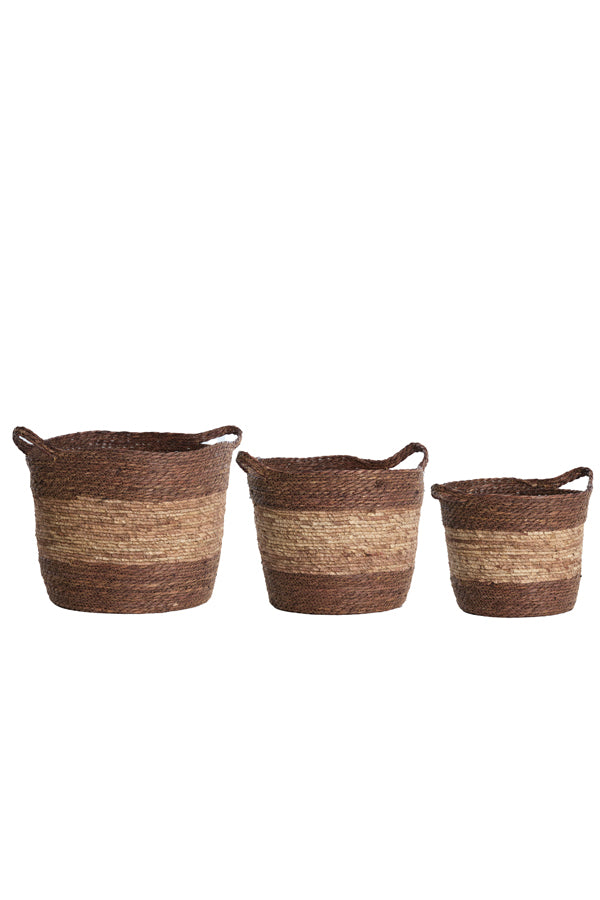 Basket S/3 max 40x40 cm KILKEE brown red-terra