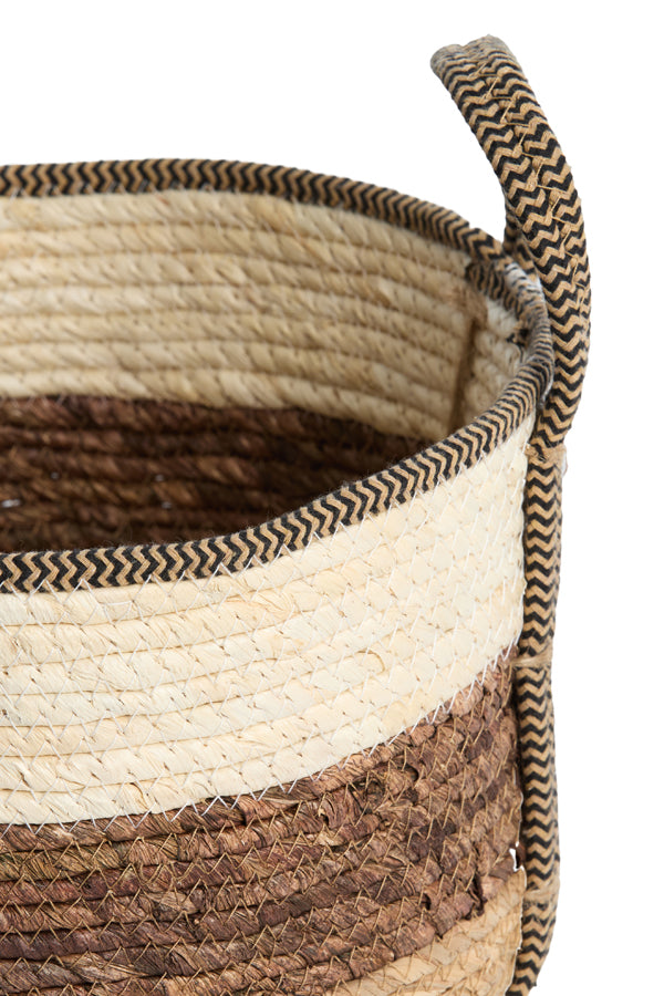 Basket S/3 max 33x23 cm KINSALE nat-dk brown-white