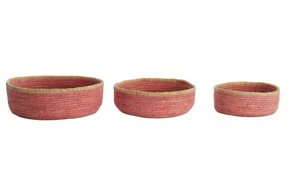 Basket S/3 max 39x13 cm PAITO pink+natural