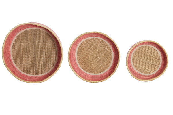 Basket S/3 max 39x13 cm PAITO pink+natural