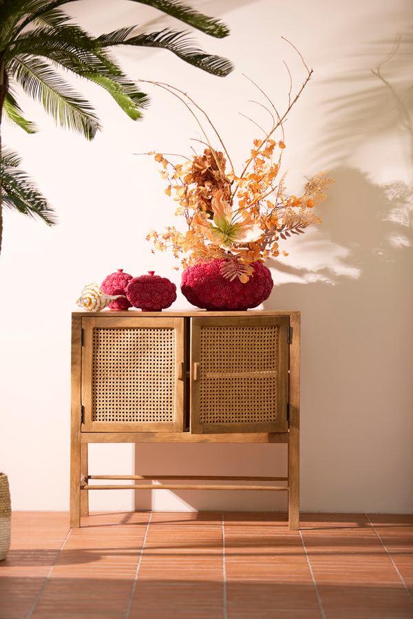 Deco box+lid 17x16 cm CORAL red