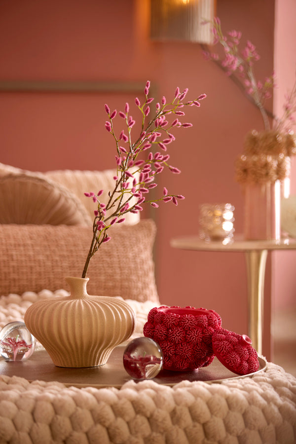 Deco box+lid 17x16 cm CORAL red