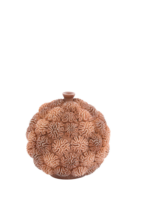 Deco box+lid 17x16 cm CORAL peach-light brown