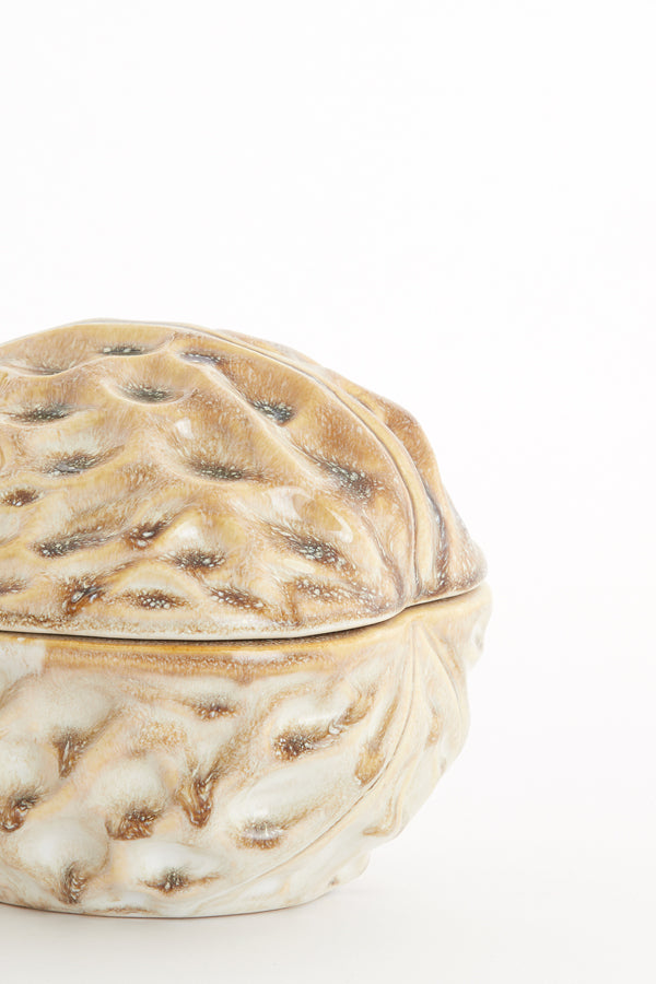 Deco box 18,5x15,5x14,5 cm WALNUT ceramics sand