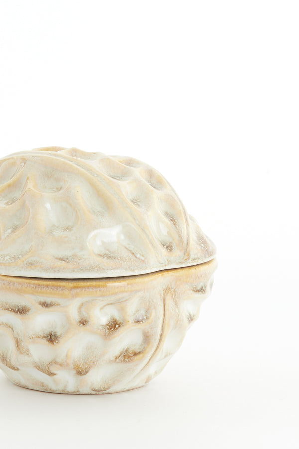 Deco box 14x12x11 cm WALNUT ceramics sand