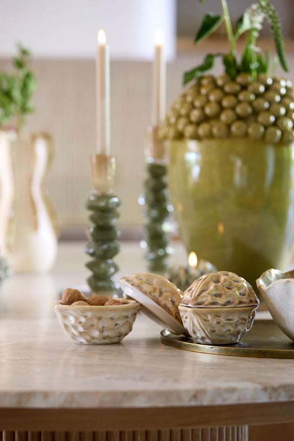 Deco box 14x12x11 cm WALNUT ceramics sand