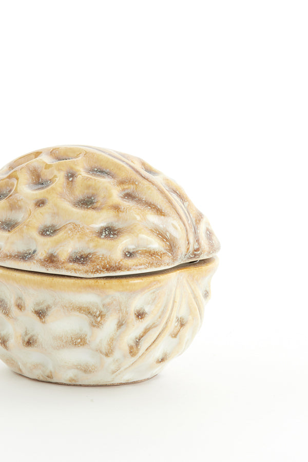 Deco box 13,5x10,5x10,5 cm WALNUT ceramics sand