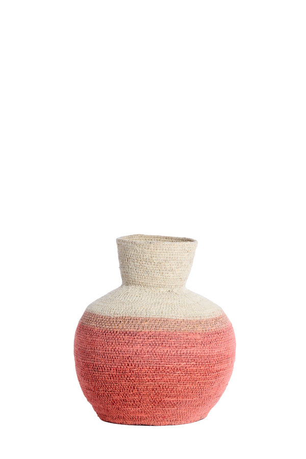 Basket 23,5x27 cm BISIRA seagrass natural+pink