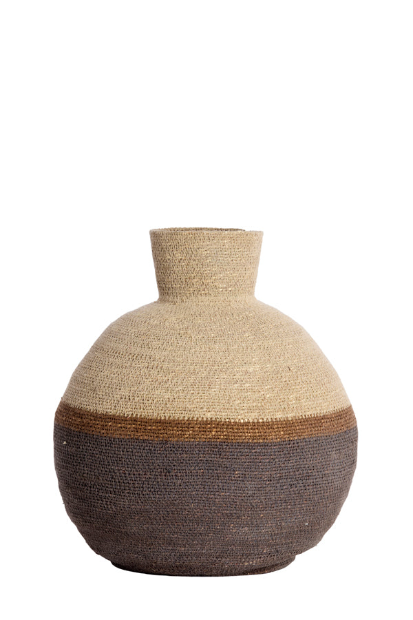 Basket 32x37,5 cm BISIRA seagrass natural+brown