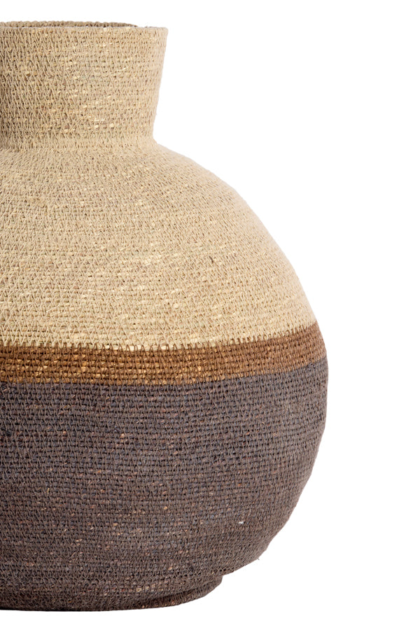 Basket 32x37,5 cm BISIRA seagrass natural+brown