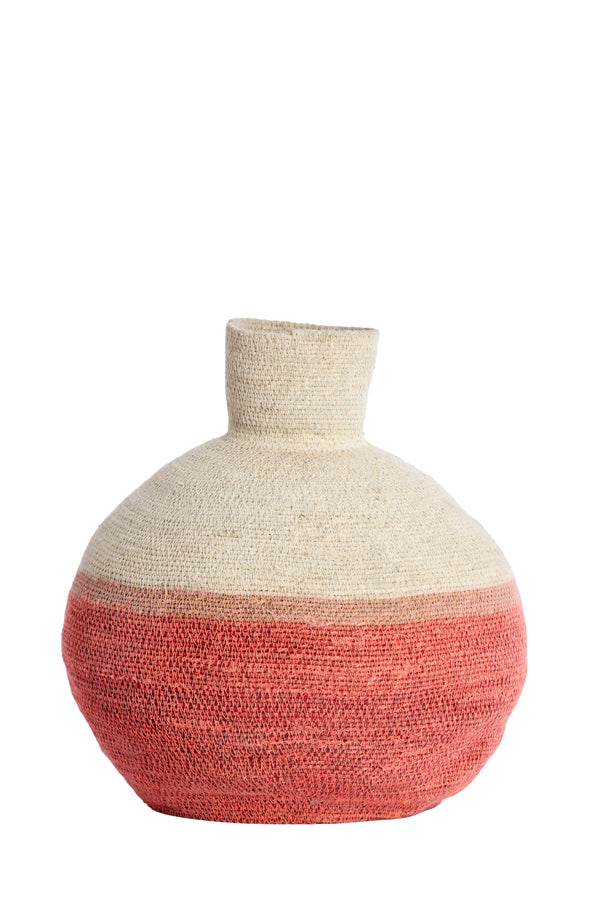 Basket 32x37,5 cm BISIRA seagrass natural+pink