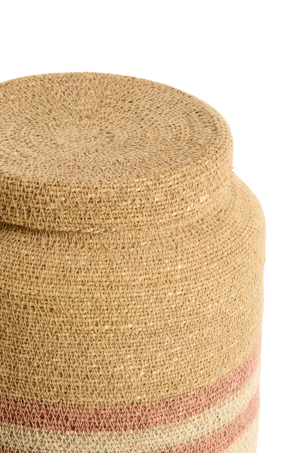 Basket S/2 25x32,5+33x37 cm BETANIA seagrass naturl+l pink