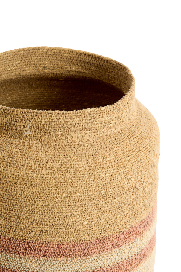 Basket S/2 25x32,5+33x37 cm BETANIA seagrass naturl+l pink