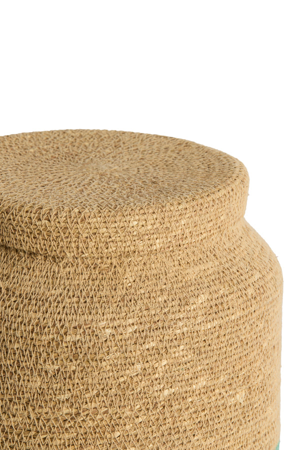 Basket S/2 25x32,5+33x37 cm BETANIA seagrass nat+turquoise