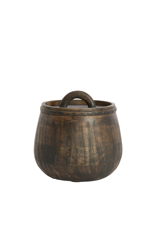 Deco box 18x18 cm VEDRA mango wood antique dark brown