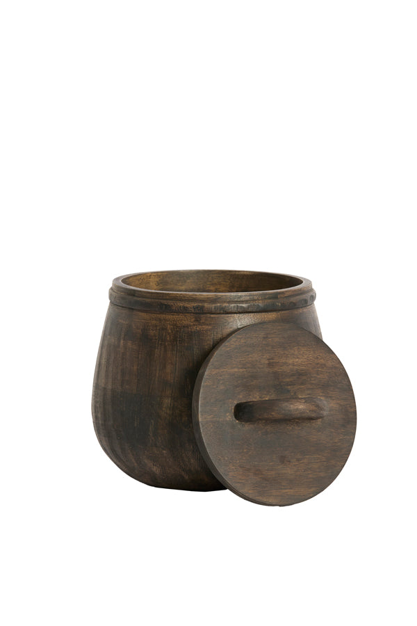 Deco box 18x18 cm VEDRA mango wood antique dark brown