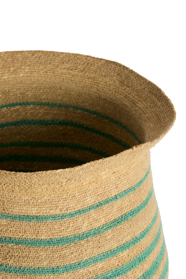 Basket S/2 32x30+40x40 cm RUTJA seagrass natural+turquoise