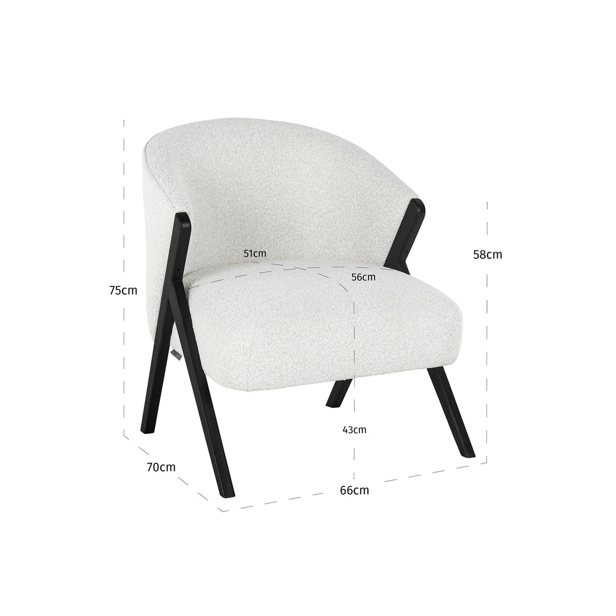 Lounge chair Mia white bouclé