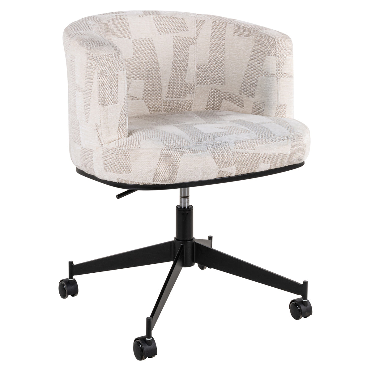 Dining chair Rochenne beige graffic swivel on wheels