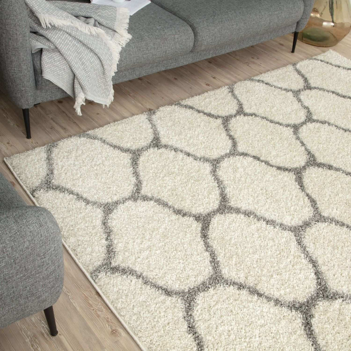 Moroccan Ivory Shaggy Rug | 600
