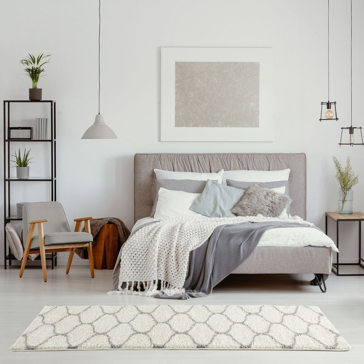 Moroccan Ivory Shaggy Rug | 600