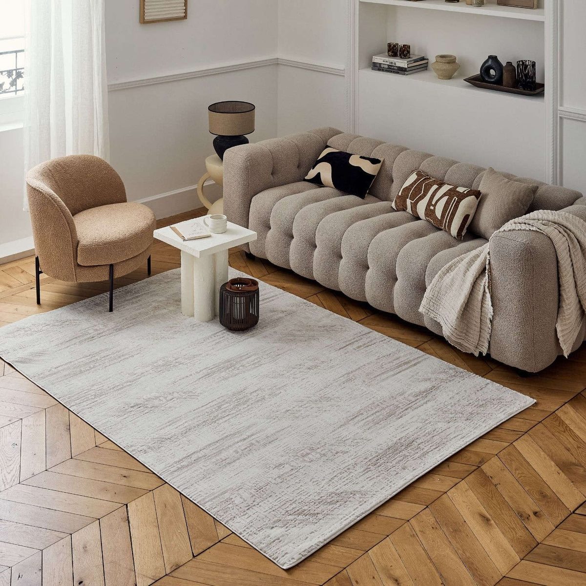 Carmel Cream-Beige Abstract Rug | 6030