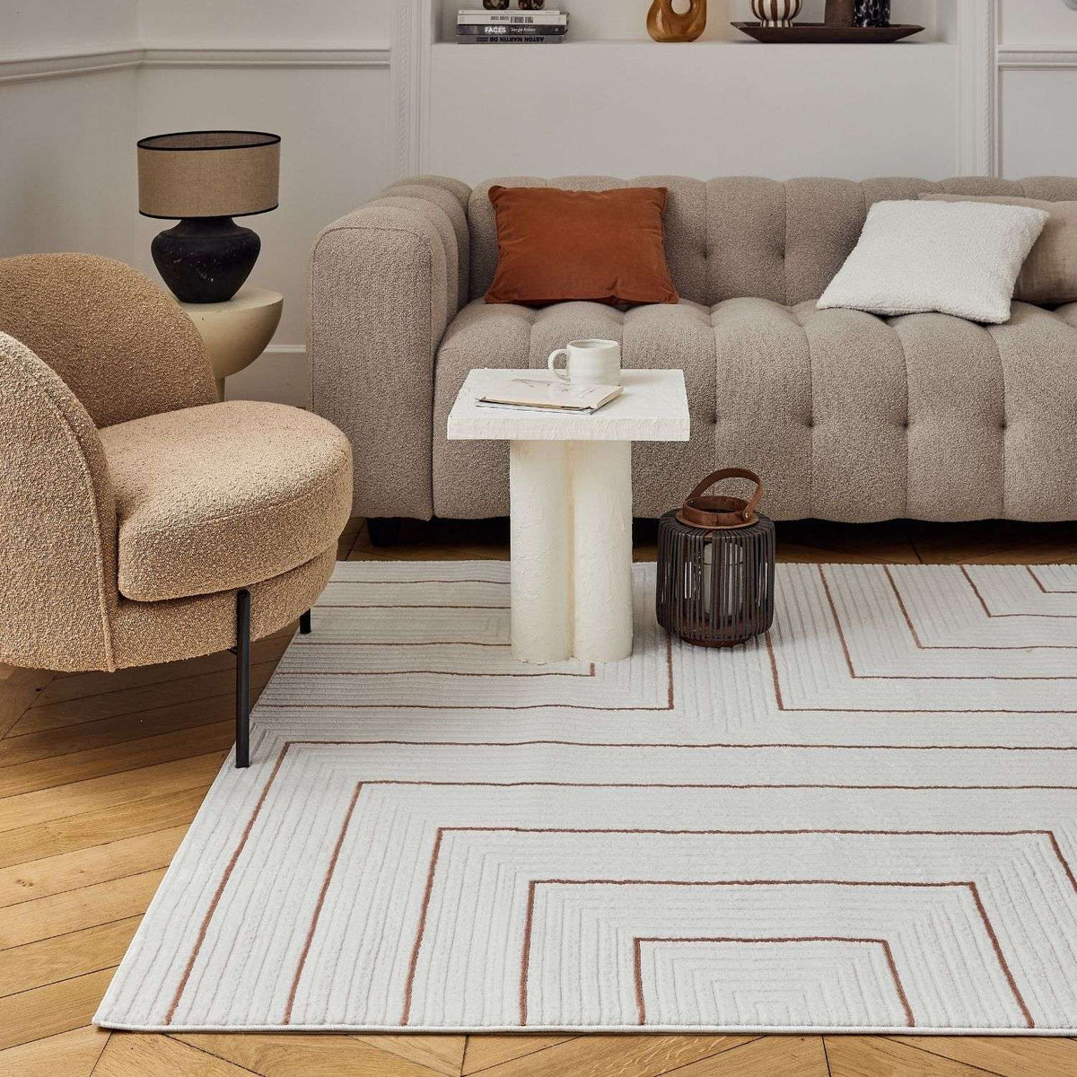 Carmel Cream-Terra Geometric Rug | 6040