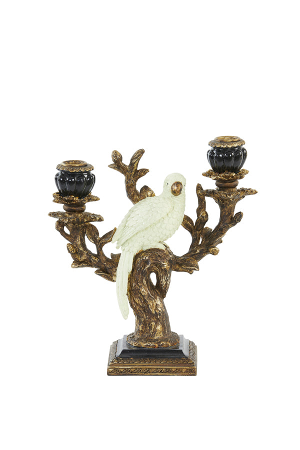 Candle stick 2L 23x10x26 cm NYASA antique bronze-black-cream